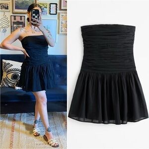 Abercrombie & Fitch Emerson Strapless Drop-Waist Mini Dress